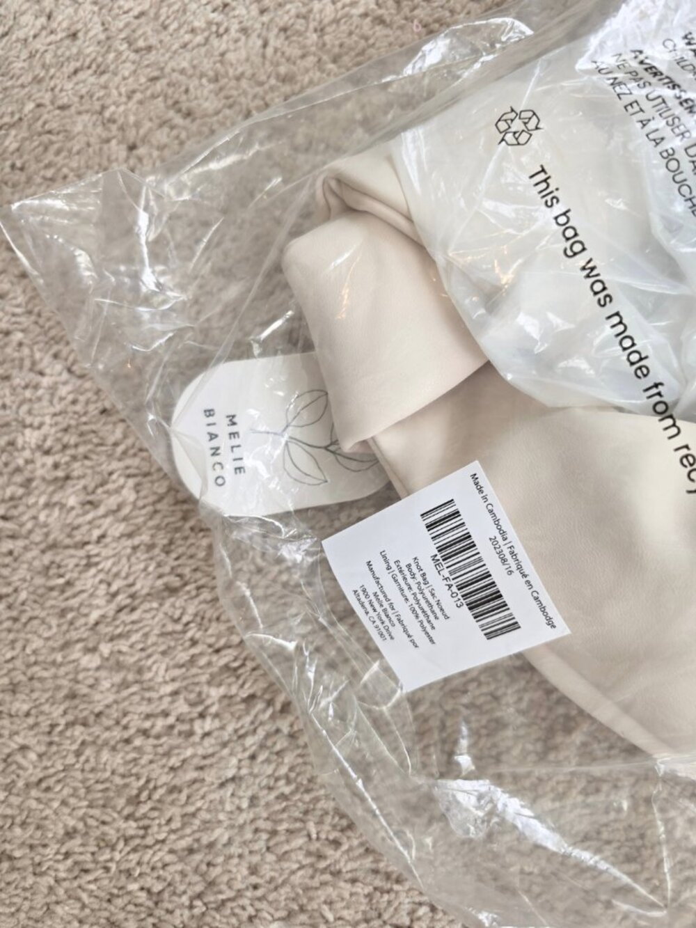 Melie Bianco NWT Off White Vegan Leather Knot Handle Mini Bag - Picture 7 of 7